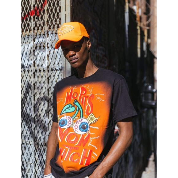 Von Dutch Neon Orange Velvet Trucker Hat - Picture 2 of 9